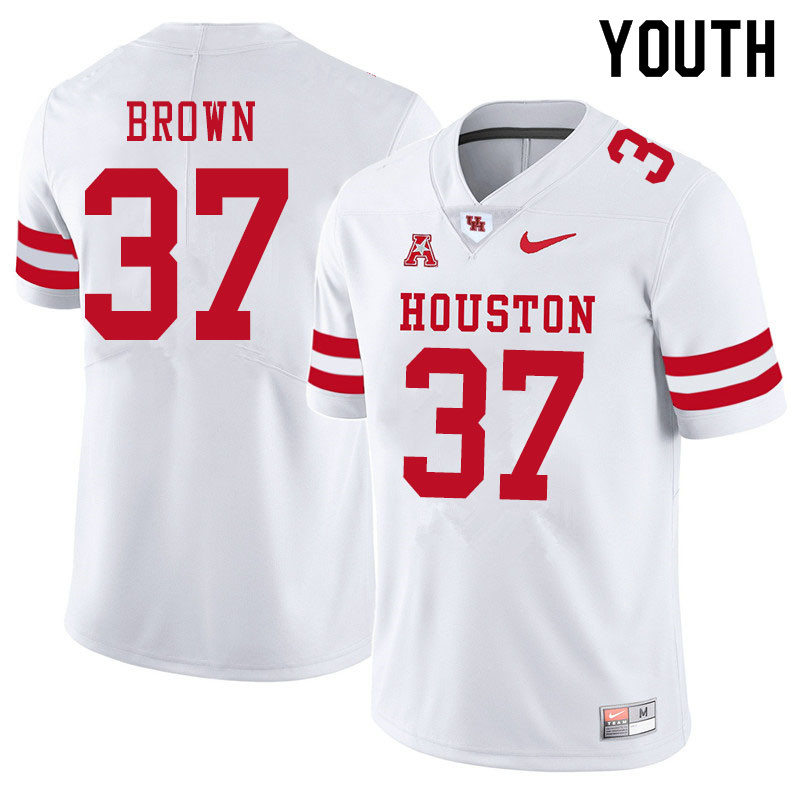Youth #37 Terrell Brown Houston Cougars College Football Jerseys Sale-White - Click Image to Close